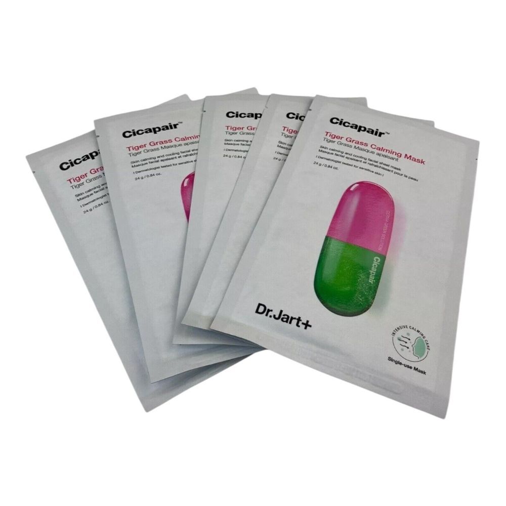 Dr.Jart+‎ Cicapair Tiger Grass Calming Mask 5 Sheet Mask Reduces Redness NIB - Picture 2 of 5